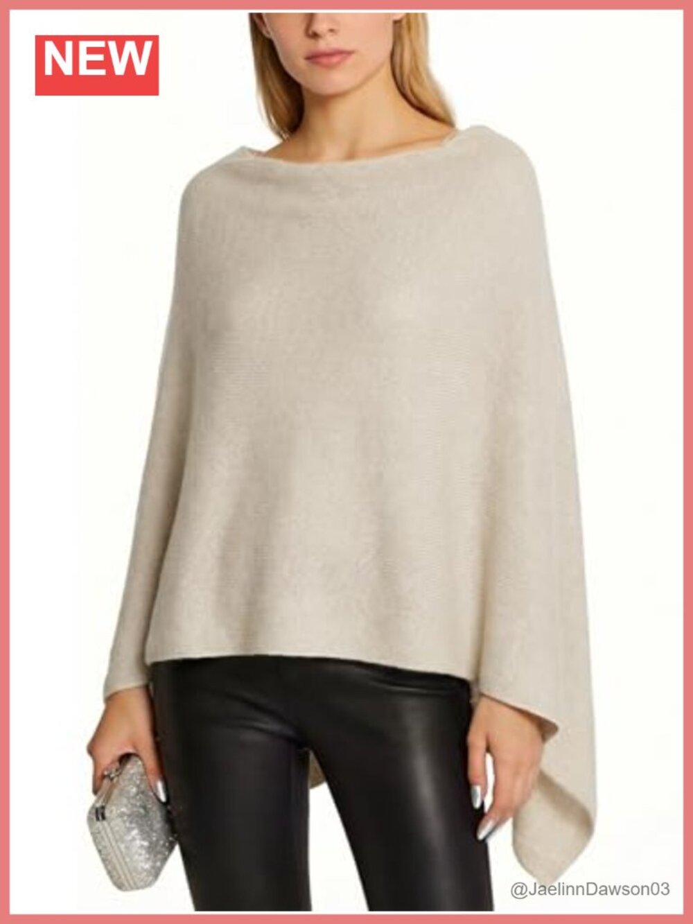 Wool Blend Poncho Shawl Wrap Lightweight Knit Sweater